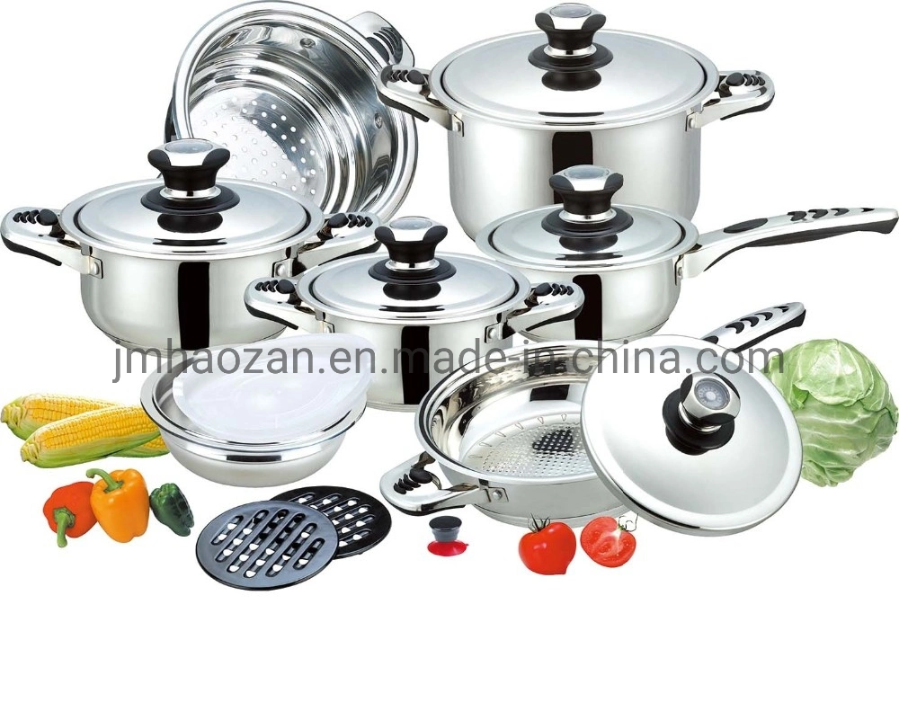 Technique Tri Ply Stainless Steel 16PCS Wide Edge Cookware Set Luxury Series