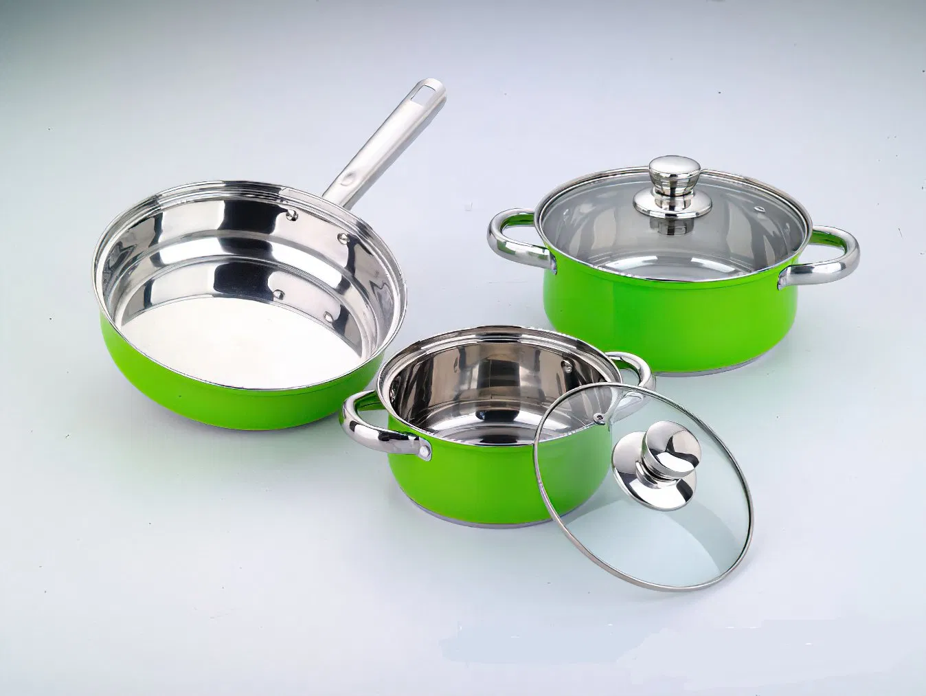 Utensilios de cocina de tres capas de calidad profesional para cocina casera y cocina comercial, apto para inducción y horno, juego de ollas y sartenes de acero inoxidable de 3 capas y 10 piezas